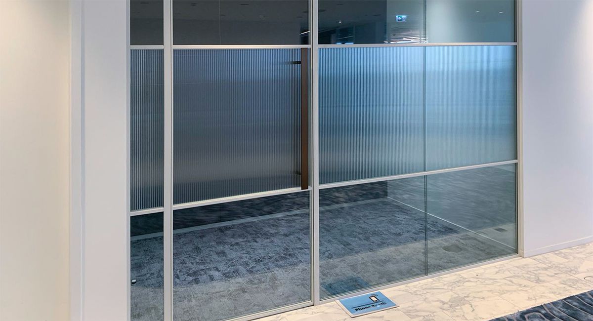 Reeded glass effect film