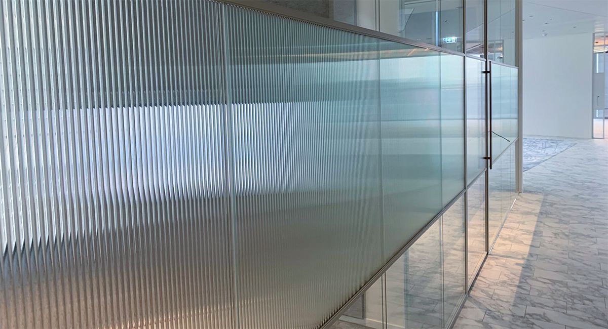 Reeded glass effect film